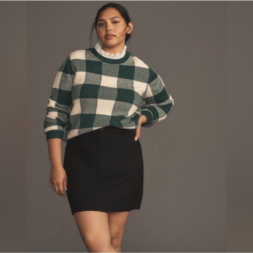 Anthropologie Plaid Ruffle Sweater NWT